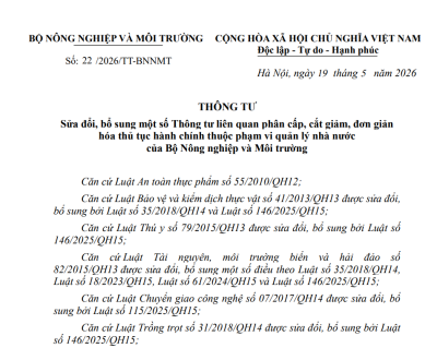 Thông tư số 22/2026/TT-BNNMT